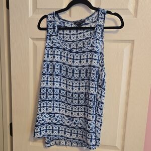 Banana Republic Navy and White Patterned Tank Top